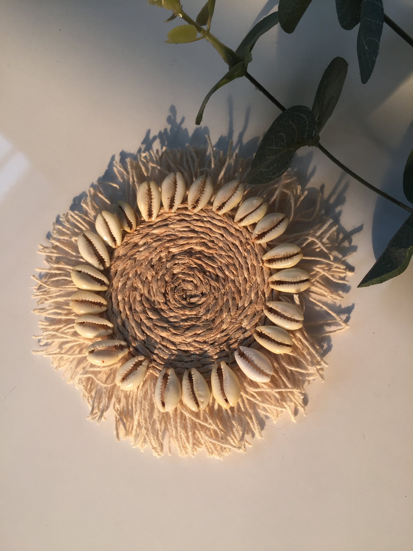 Banana fibre Coaster With Cowrie Shell | 5 Inches