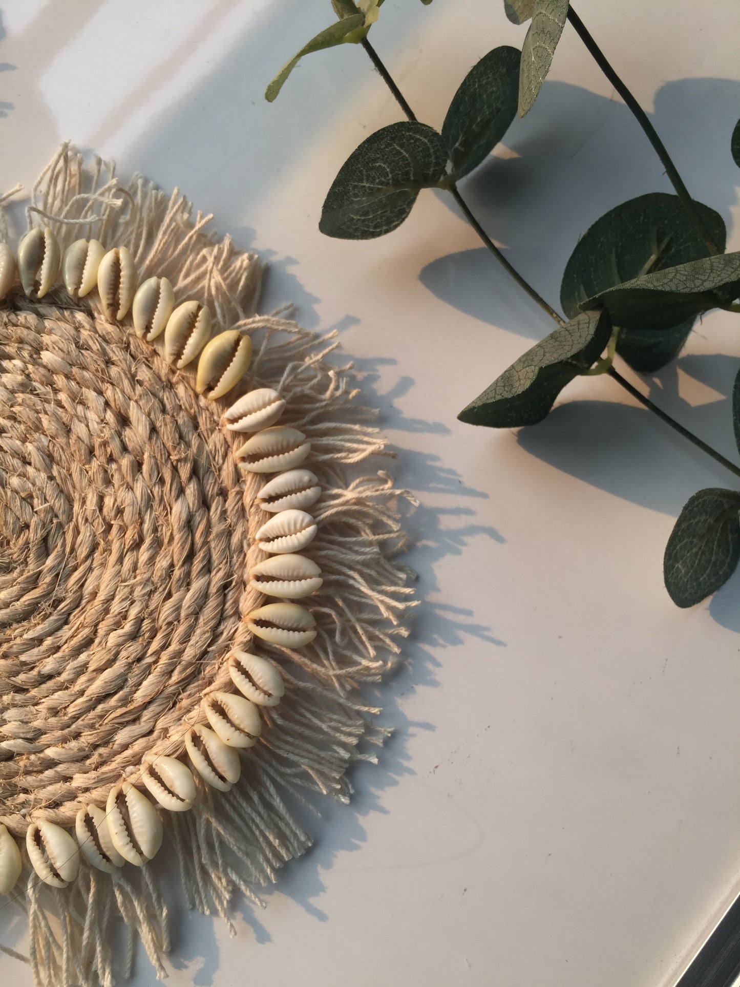 Banana fibre Coaster With Cowrie Shell | 5 Inches