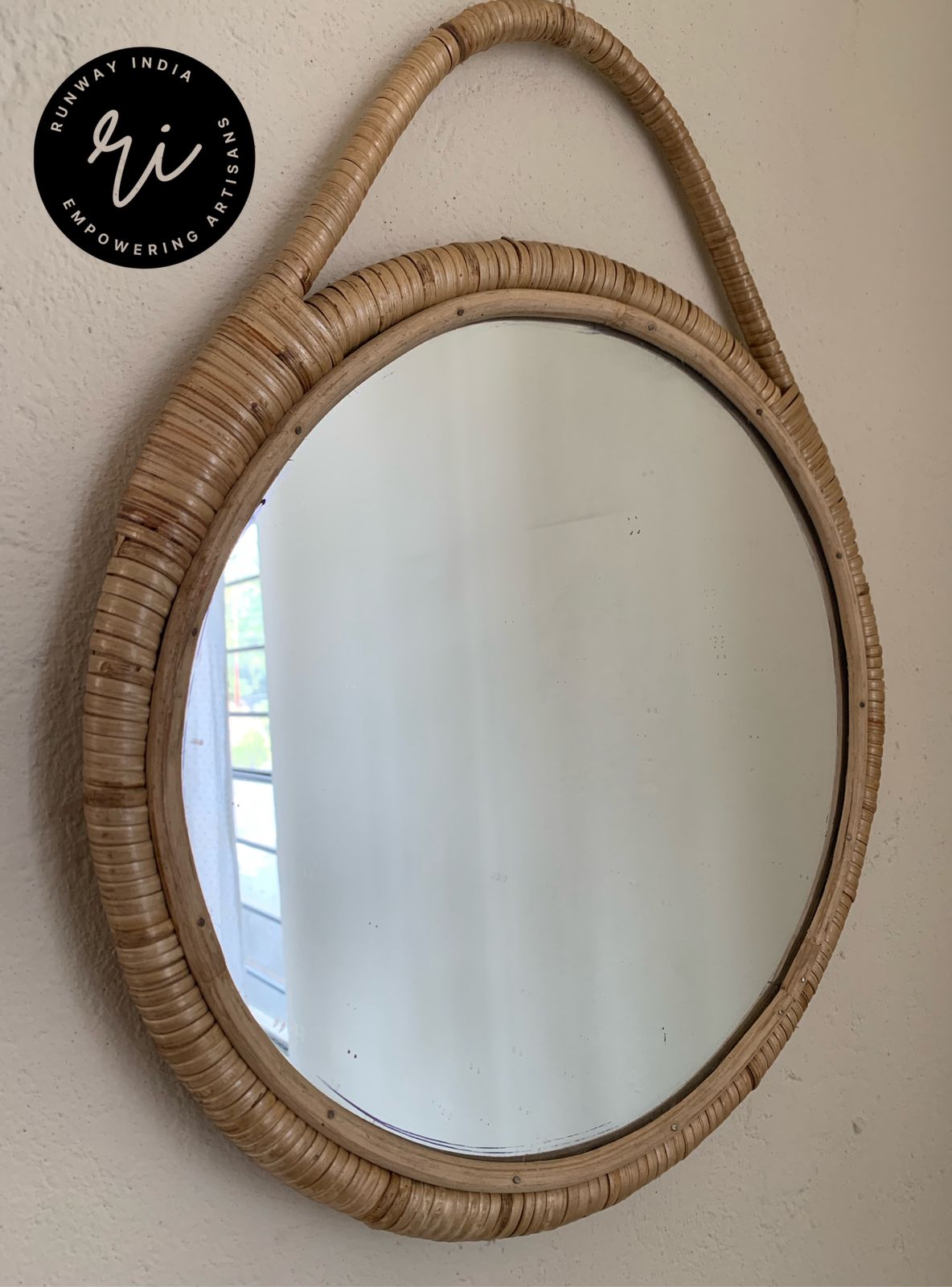 Rattan Cane Wall Hanging Mirror