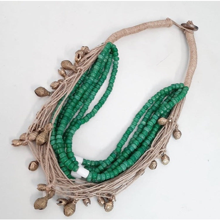 GLASS BEADS AND BRASS BELL