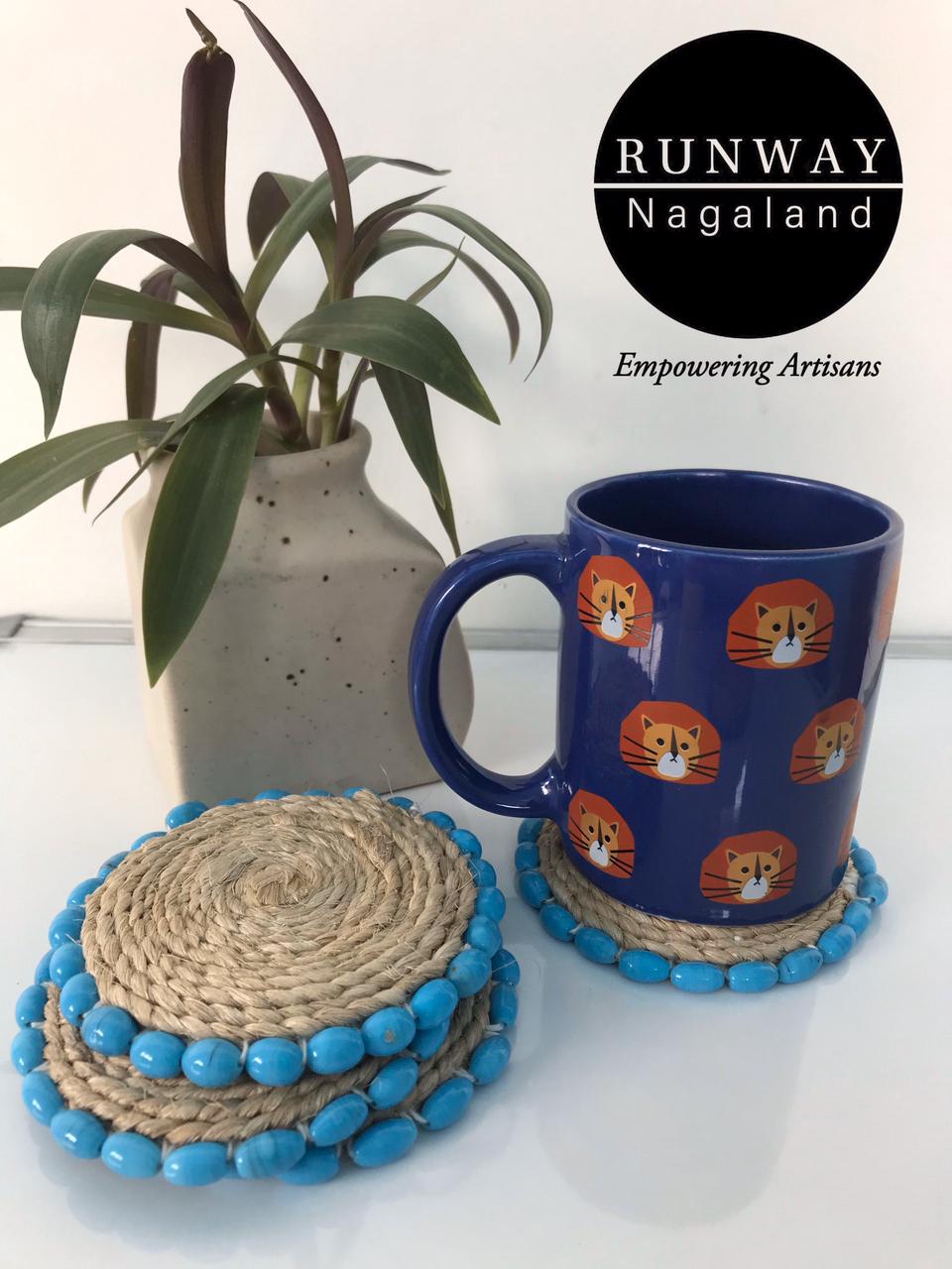 Banana Fibre Coaster With Beads Detailing | 5 Inches