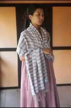 Load image into Gallery viewer, BLUE PLAID | ERI SILK STOLE
