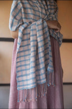 Load image into Gallery viewer, BLUE PLAID | ERI SILK STOLE
