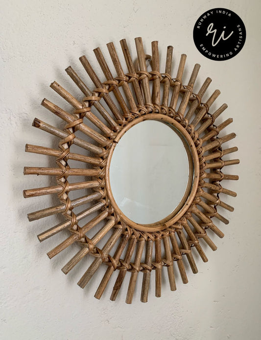 Rattan Cane Wall Hanging Mirror