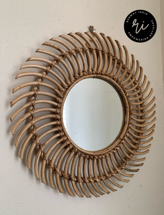 Rattan Cane Wall Hanging Mirror