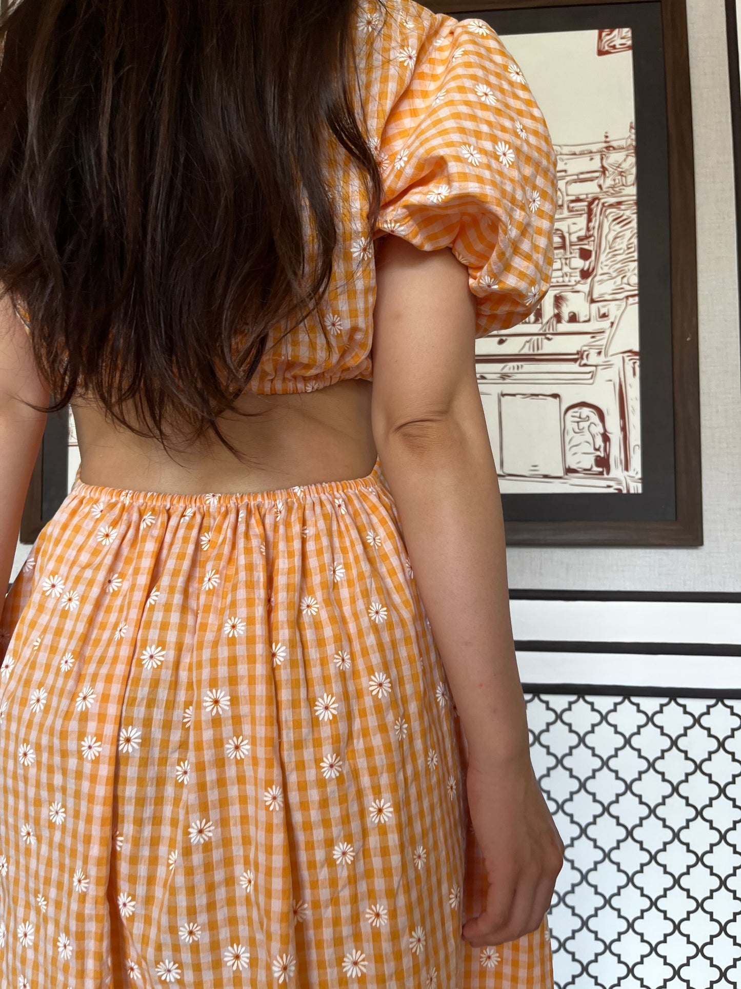 Daisy Cut-Out Dress | Digital Floral Print