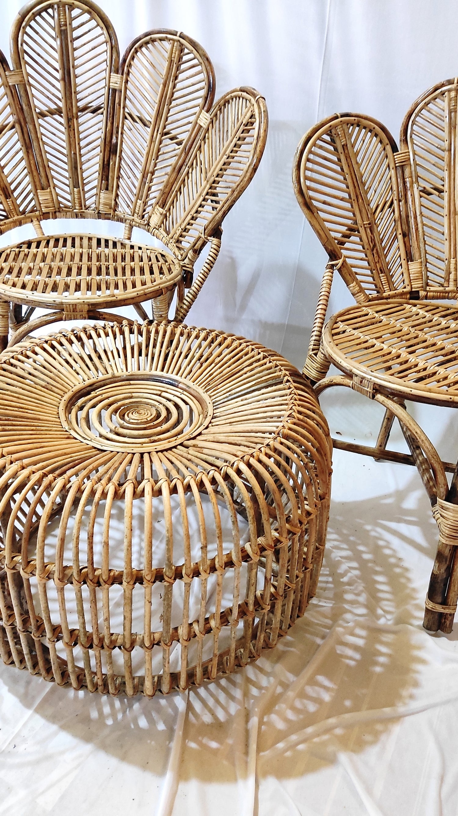 Cane Flower chair and table set