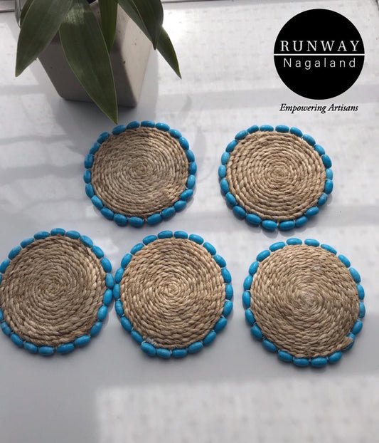 Banana Fibre Coaster With Beads Detailing | 5 Inches